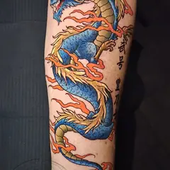Color dragon tattoo by Izzy Dalton